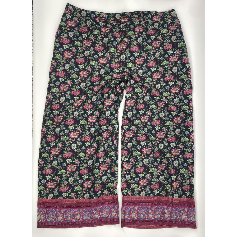 SUNDANCE Women's XXL Floral Pant Bangle Road Wide Leg Boho Beachy Belted